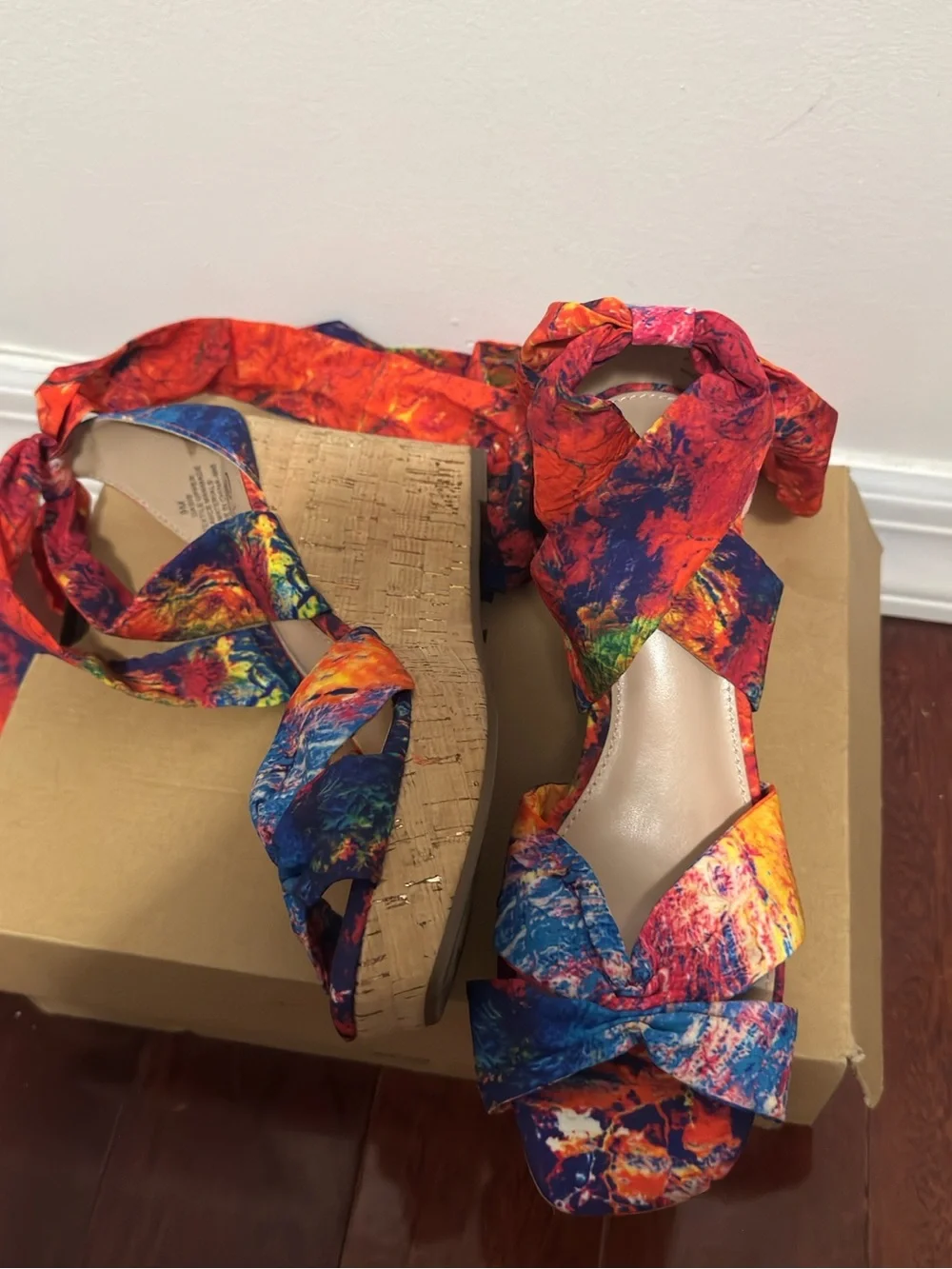Impo Multicolor Tie-Wrap Cork Wedge Sandal